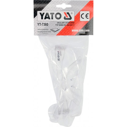 Очки защитные открытого типа, прозрачные YATO YT-7360